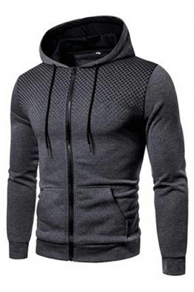 Athletic Co-ords Spot Pattern Long Sleeve Hooded Zipper Hoodie with Pants Skinny Co-ords for Men