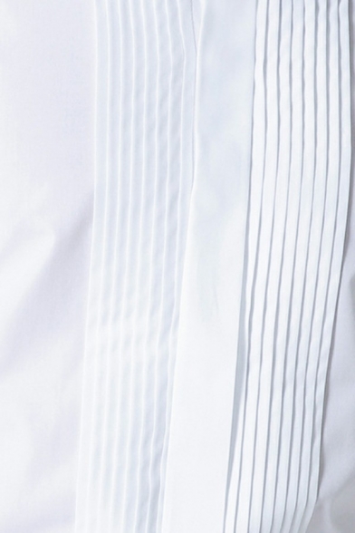 Formal Guys Shirt Pure Color Wrinkled Detail Button Placket Regular Fit Long-Sleeved Shirt