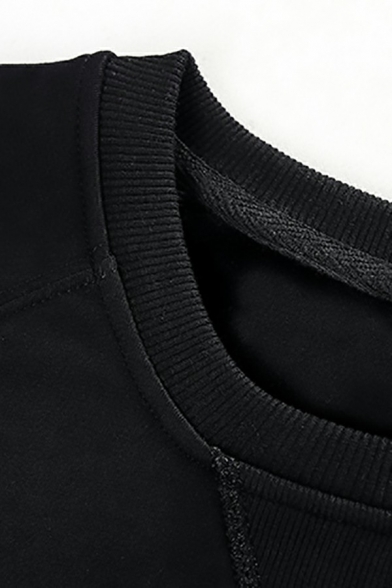 Men's Fashion Sweatshirt Color Block Round Neck Rib Cuffs Long Sleeves Loose Fitted Sweatshirt