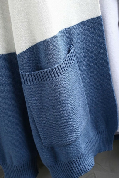 Modern Mens Cardigan Color Block Button Detail Side Pocket Long Sleeves Cardigan