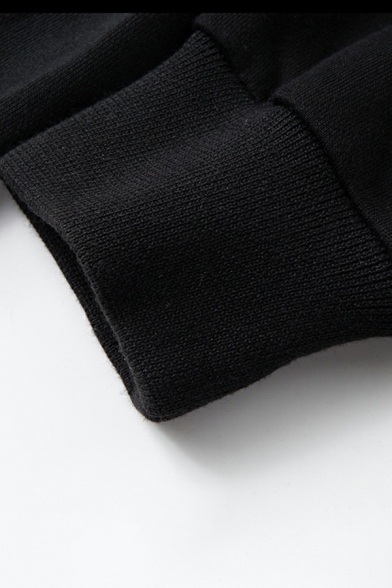 Sportive Hoodie Stripe Print Drawstring Pocket Long Sleeves Loose Fit Hoodie for Guys