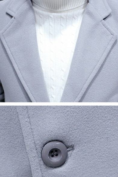 Vintage Men's Coat Solid Single Breasted Lapel Collar Long Sleeve Long Length Coat