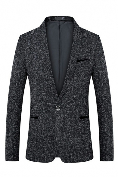 Basic Mens Jacket Suit Plain Long Sleeves Single Button Pocket Detail Slim Fitted Suit