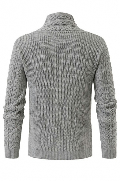Fancy Sweater Long Sleeves Solid Color Shawl Collar Slim Fitted Sweater for Men