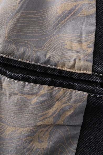 Fashionable Mens Jacket Plain Collar Long Sleeve Button Closure Pocket Detail Denim Jacket