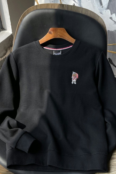 Modern Mens Sweatshirt Logo Pattern Long Sleeve Round Collar Regular Fitted Pullover Sweatshirt