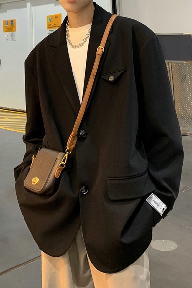 Popular Blazer Plain Suit Collar Single Breasted Flap Pocket Long-Sleeved Relaxed Fit Blazer for Men