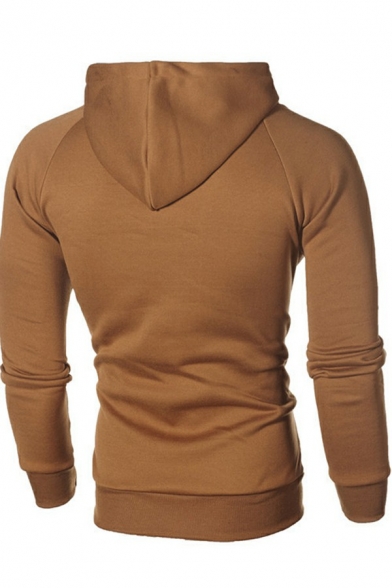 Vintage Hoody Solid Color Hooded Full Zip Pocket Detailed Long Sleeve Relaxed Hoody for Men