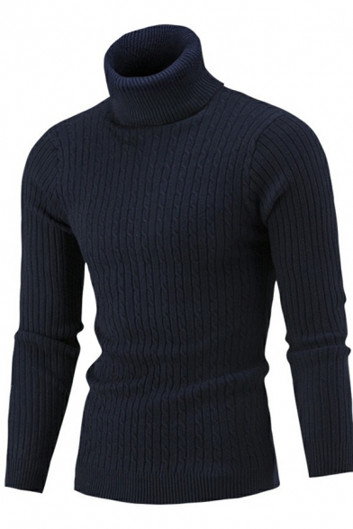 Fancy Guys Pullover Solid Long Sleeves Round Neck Slim Fit Pullover