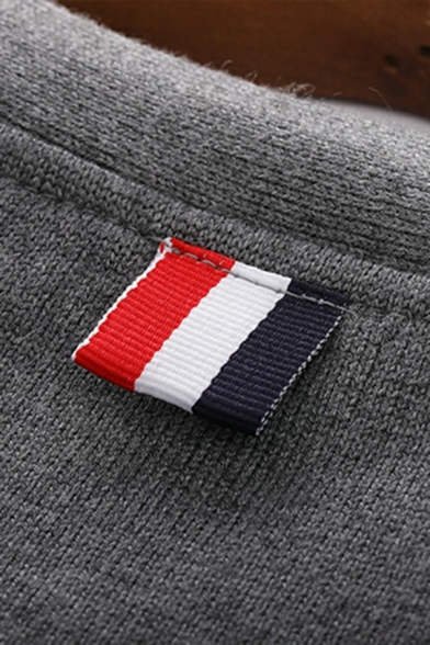 Guys Sporty Cardigan Contrast Line Pocket V-Neck Long Sleeve Button Closure Cardigan