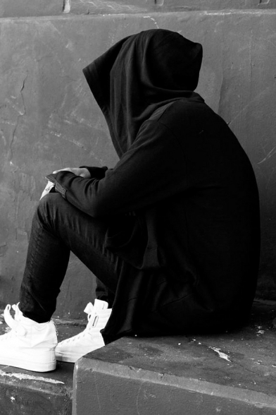 Hip-hop Coat Solid Hooded Long Sleeves Knee Length Loose Coat for Guys