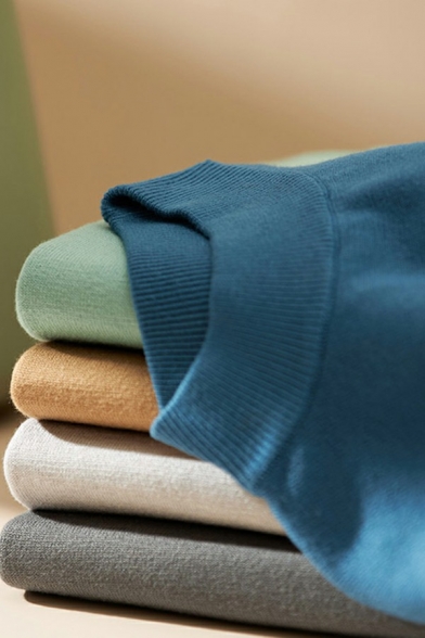 Trendy Men's Sweater Plain Mock Neck Long-Sleeved Regular Fitted Sweater