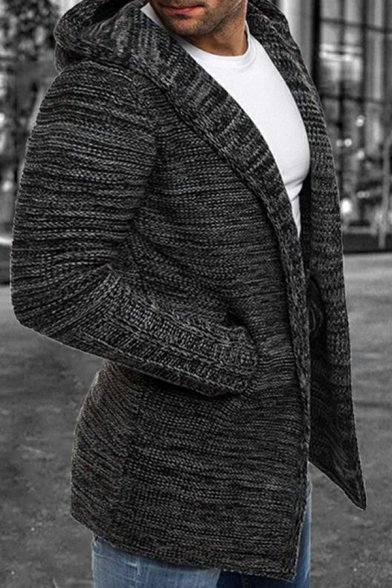 Trendy Men's Variegated Cardigan Long Sleeve Regular Fitted Cardigan with Hoodie