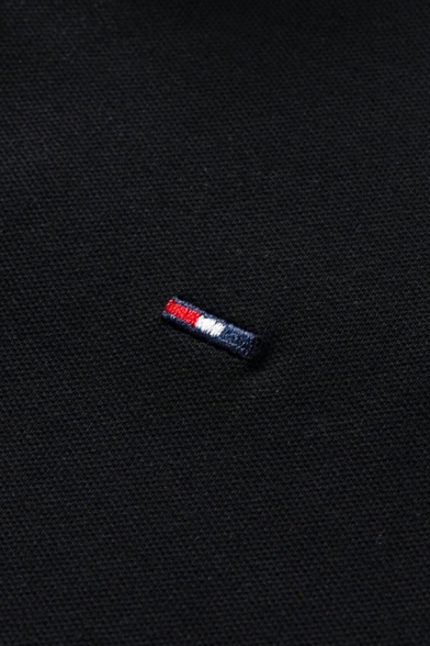 Basic Mens Polo Shirt Plain Turn-Down Collar Fitted Short-Sleeved Side Split Polo Shirt