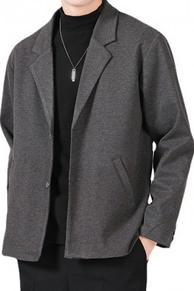 Leisure Plain Mens Suit Lapel Collar Welt Pockets Single Breasted Regular Fit Suit Jacket