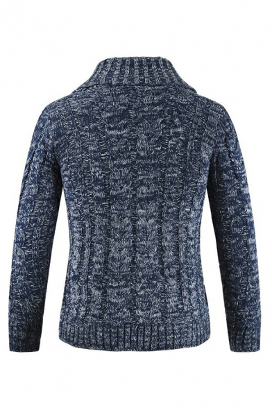 Mens Trendy Cardigan Plain Lapel Collar Long-Sleeved Button Down Regular Fit Cardigan Sweater