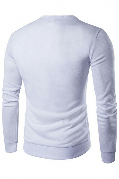 Simple Cardigan Solid V-Neck Long-sleeved Button Embellish Long-sleeved Cardigan for Men