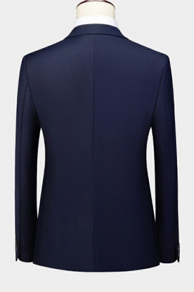 Daily Mens Jacket Suit Plain Long Sleeves Single Button Pocket Detail Slim Fit Suit