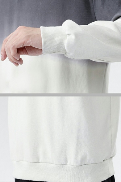 Novelty Mens Sweatshirt Ombre Pattern Long Sleeve Regular Round Collar Pullover Sweatshirt