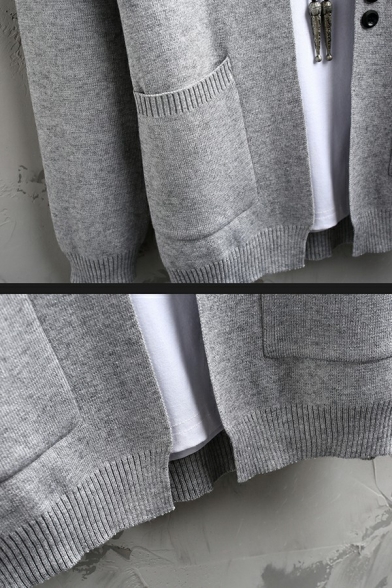 Pop Mens Cardigan Arm Stripe Printed Regular Fit Long Sleeve Stand Collar Open Front Cardigan