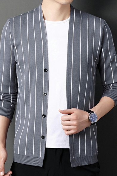 Popular Cardigan Striped Printed Regular Fitted Long-Sleeved Button Down Cardigan for Boys
