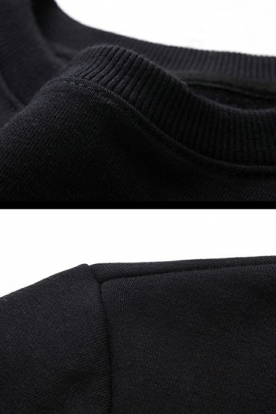 Simple Mens Sweatshirt Pure Color Crew Neck Long Sleeves Rib Cuffs Loose Fit Sweatshirt