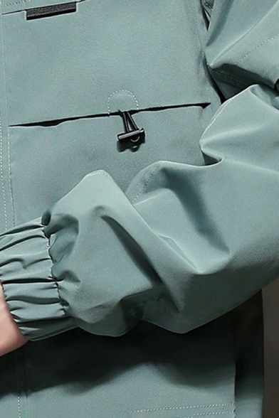 Trendy Mens Casual Jacket Plain Zip Up Stand Collar Pocket Detail Long Sleeve Regular Fit Jacket