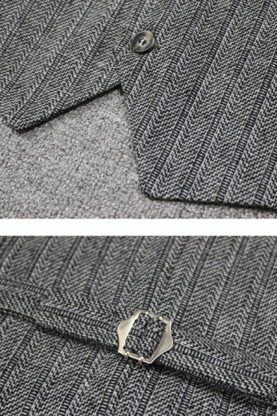Freestyle Vest Stripe Print V-Neck Button Up Slim Fit Suit Vest for Men
