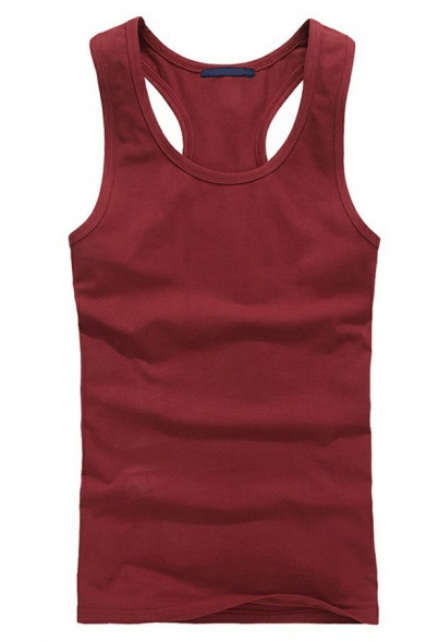 Modern Tank Solid Color Scoop Neck Slimming Sleeveless Vest for Men