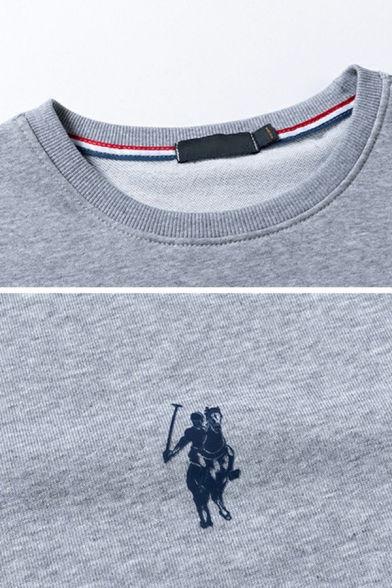 Trendy Guys Sweatshirt Logo Printed Crew Neck Long Sleeve Regular Fitted Pullover Sweatshirt