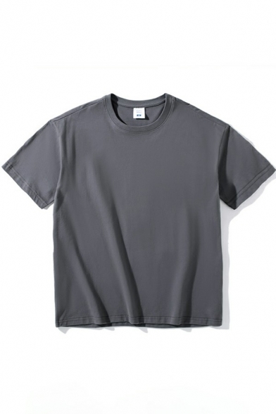 Simple T Shirt Whole Colored Round Neck Baggy Half Sleeve T Shirt