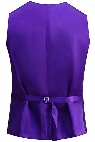 Basic Designed Vest Pure Color V-Neck Button Up Sleeveless Slim Fit Vest for Men
