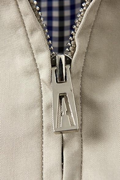 Basic Jacket Plain Pocket Decoration Long Sleeve Spread Collar Regular Fit Zip Closure Jacket