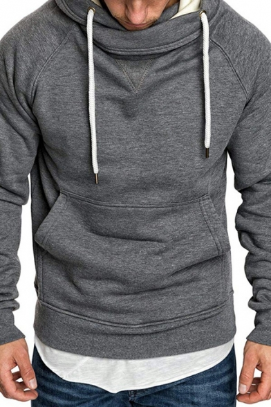 Freestyle Hoodie Whole Colored Long-Sleeved Relaxed Fit Hooded Drawstring Hoodie for Men