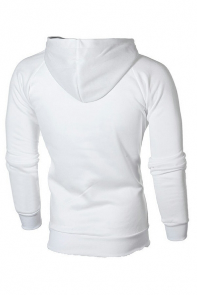 Vintage Hoody Solid Color Hooded Full Zip Pocket Detailed Long Sleeve Relaxed Hoody for Men
