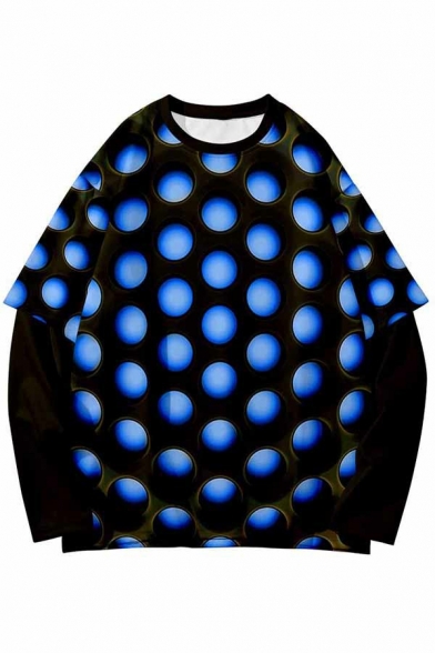 Chic Abstract Pattern Men's Sweatshirt Faux Twinset Crew Neck Long Sleeves Fitted Hooded Sweatshirt