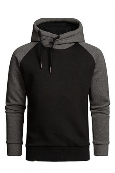 Dashing Hoody Color-Block Hooded Rib Cuffs Long-Sleeved Regular Fitted Hoody for Men