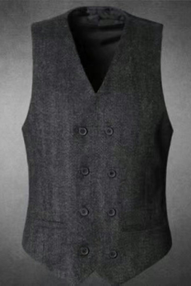 Modern Mens Suit Vest Solid Button Fly V-Neck Slim Fit Suit Vest