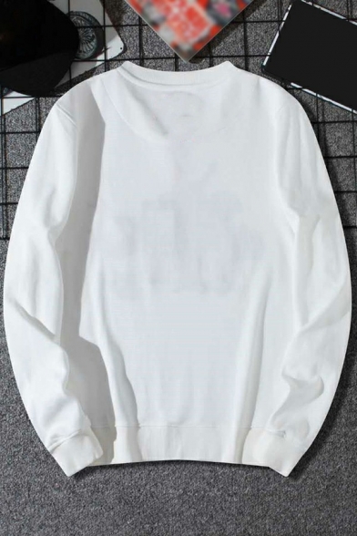 Warm Men's Sweatshirt Round Neck Embroidery Horse pattern Long Sleeve Regular Fit Sweatshirt
