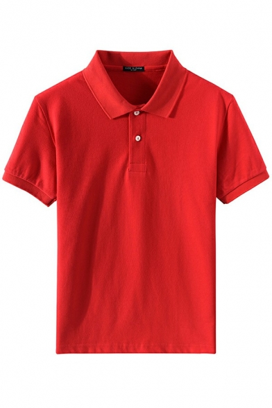 Comfortable Polo Shirt Solid Color Button Placket Slim Fitted Short Sleeve Polo Shirt for Men