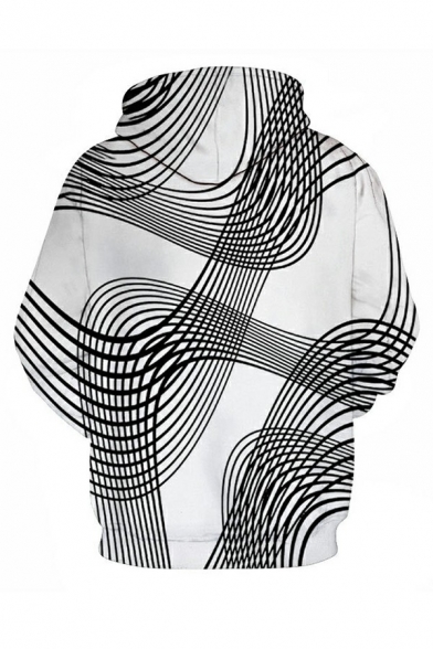 Men Cool Drawstring Hoodie 3D Pattern Long Sleeves Pocket Detail Rib Cuffs Regular Fit Hoodie