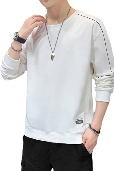 Basic Drawstring Sweatshirt Color Block Long-Sleeved Pocket Detail Rib Cuffs Regular Fitted Sweatshirt for Men