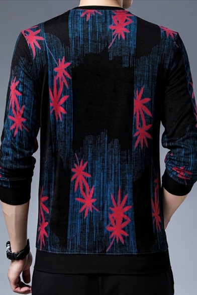 Men's Trendy Sweatshirt Printed Long Sleeves Round Neck Slim Fit Sweatshirt
