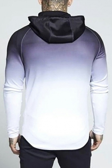 Freestyle Sweatshirt Ombre Printed Long Sleeves Slimming Hooded Drawcord Zipper Hoodie for Boys