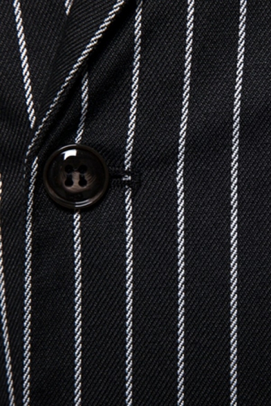 Men's Fashionable Suit Vest Stripe Printed Sleeveless Lapel Collar Button Closure Regular Fitted Suit Vest
