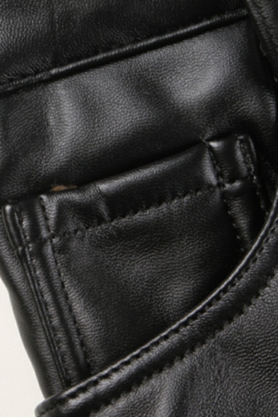 Stylish Mens Pants Pure Color Mid-Rised Zip Placket Pocket Detail Slim Fit Pants