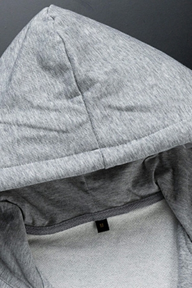 Urban Men's Hoodie Whole Colored Pocket Zip Up Long-sleeved Loose Fit Hoodie