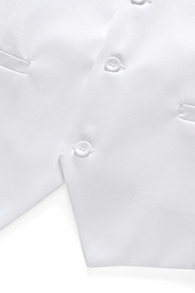 Unique Mens Suit Waistcoat Solid Color Pocket Detailed V Neck Slimming Button Down Suit Vest