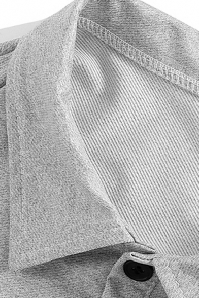 Dashing Mens Sweatshirt Stripe Printed Long Sleeve Polo Collar Rib Cuffs Loose Fit Sweatshirt