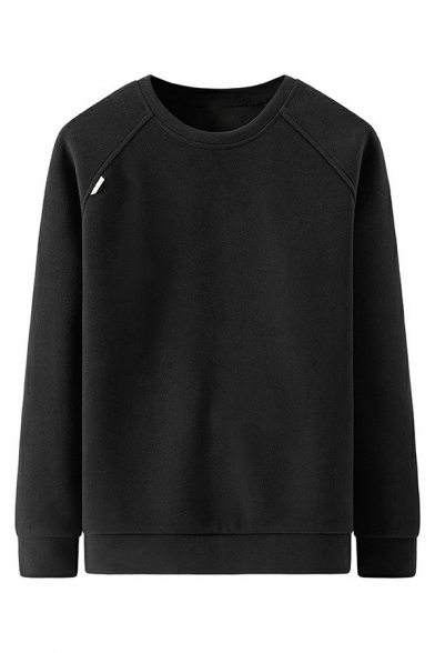 Comfortable Mens Sweatshirt Solid Color Long Sleeve Pocket Detail Regular Fit Sweatshirt